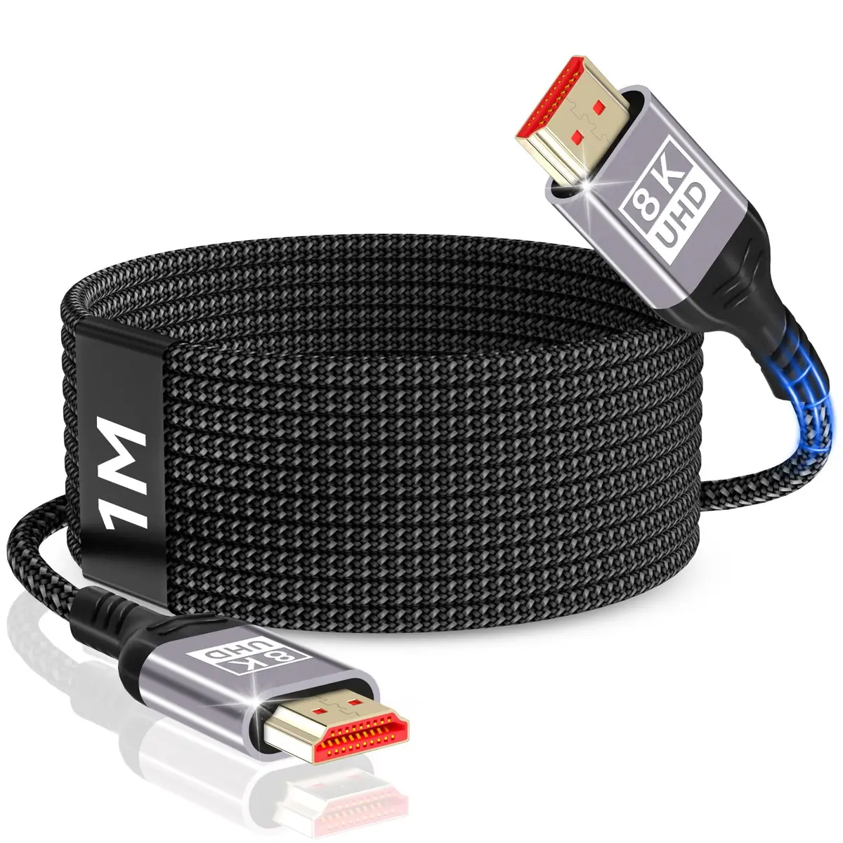 Nersligek 8K HDMI 2.1 Cable 1m (3.3ft) | Ultra High Speed 48Gbps, 4K@120Hz, Braided Cord - main product image