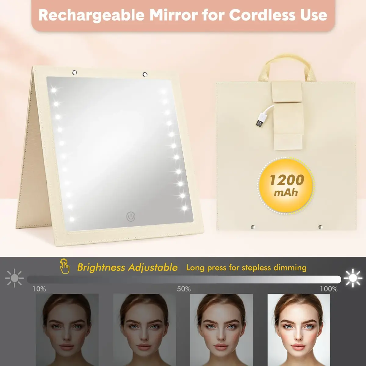 Fabuday Lighted Foldable Hanging Dance Mirror 31.5cm (12.3" L x 11.5" W) | Unbreakable Acrylic with Adjustable LED Lights - view 6