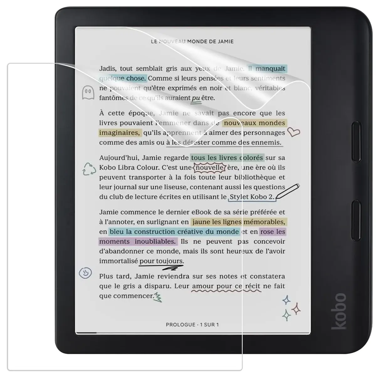 Caweet Screen Protector for Kobo Libra Colour 7" | Anti-Glare Matte Cover (70-120c) - main product image