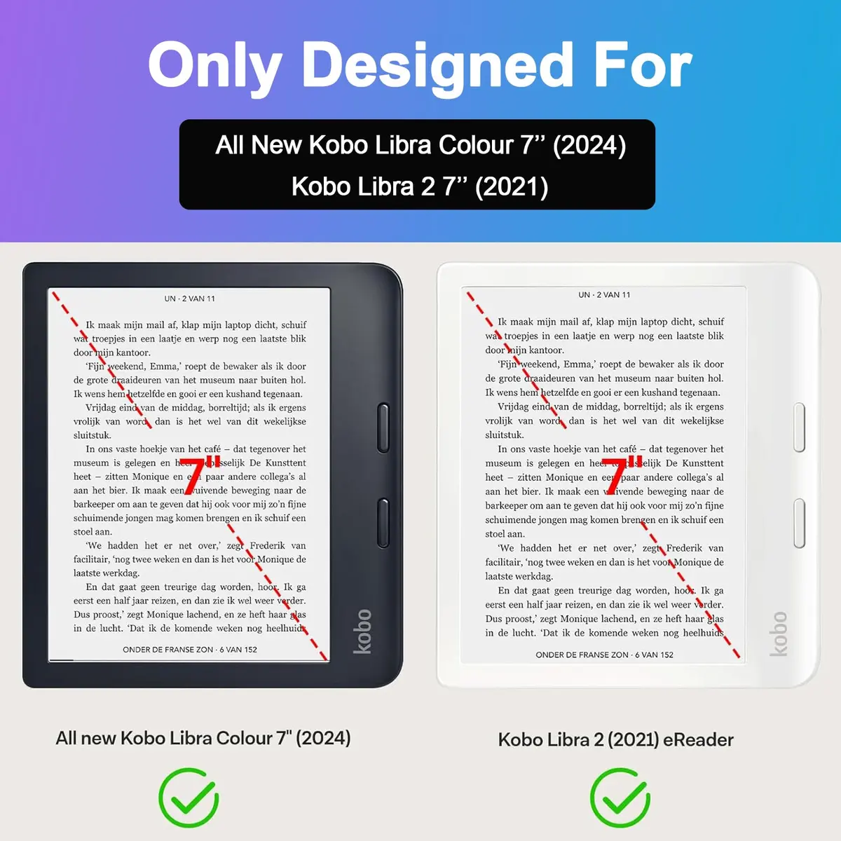 Caweet Screen Protector for Kobo Libra Colour 7" | Anti-Glare Matte Cover (70-120c) - view 2