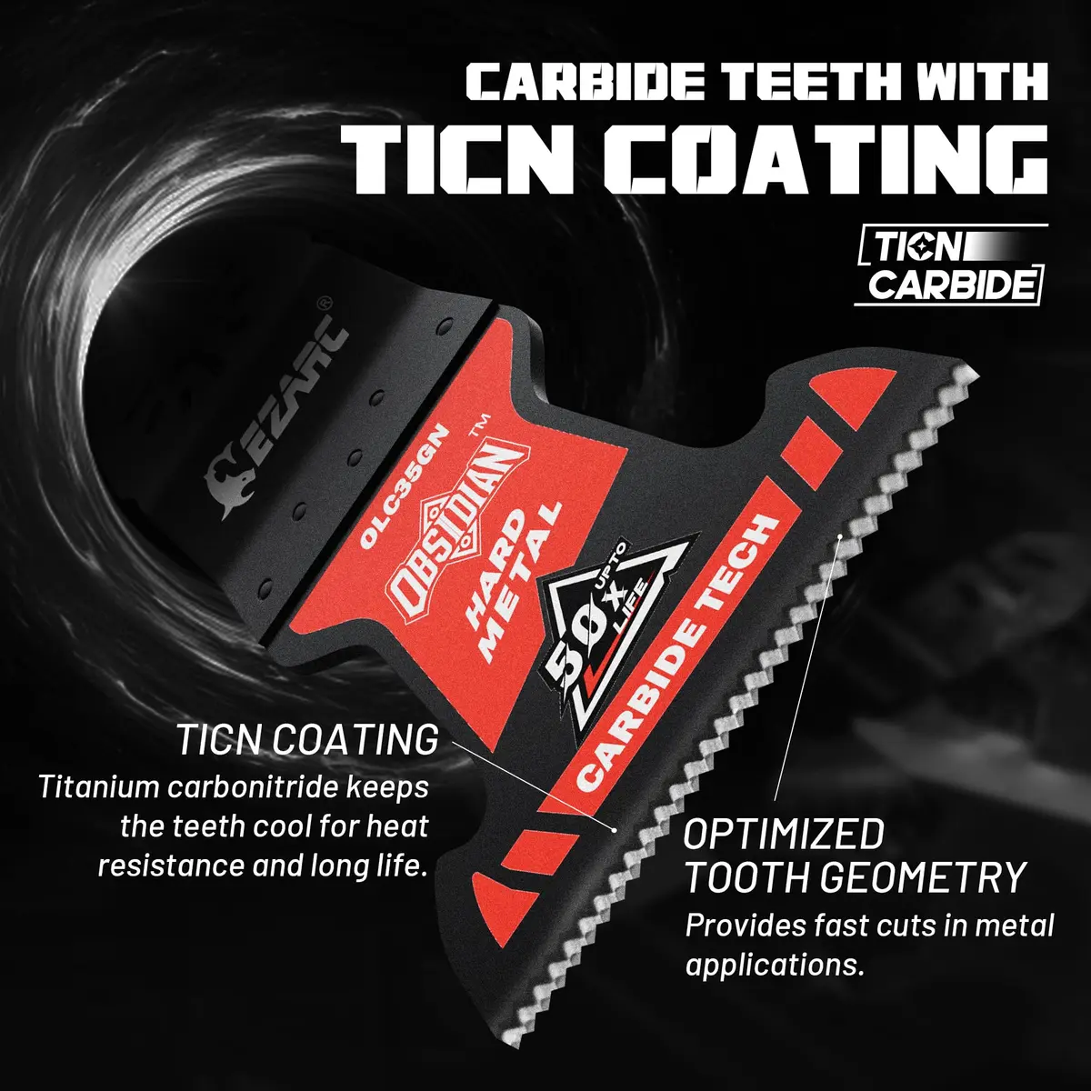 EZARC Obsidian Carbide Oscillating Saw Blades for Hard Metal | 3-Pack, Titanium Coated, 50x Longer Life - view 2