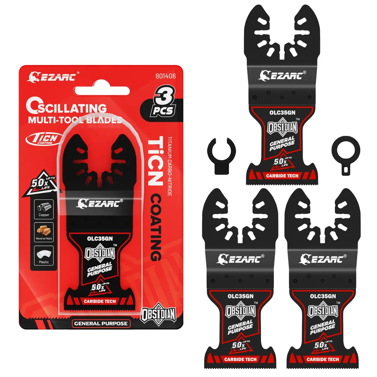 EZARC Obsidian Carbide Oscillating Saw Blades for Multi-Material | 3-Pack, Ultra-Fast & Durable - main product image