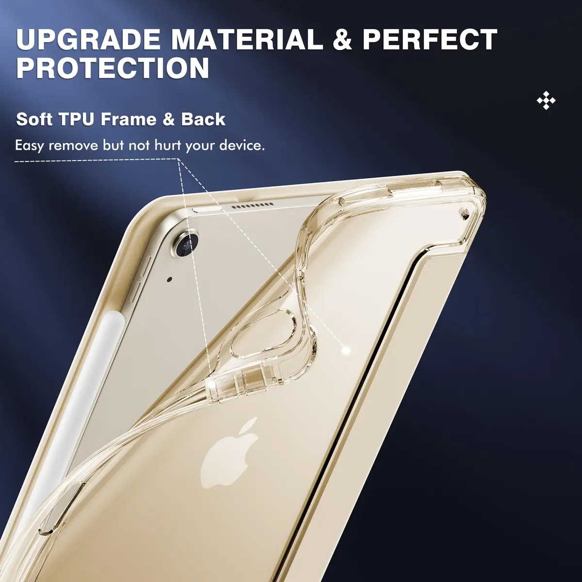 INFILAND Compatible with iPad Air 11 Inch Case M4/M3/M2 (2026/2025/2024), iPad Air 5th/4th Gen Cover with Pencil Holder, Crystal Clear Slim Back - view 5