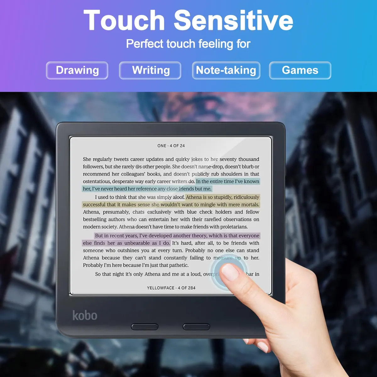 Caweet Matte Screen Protector for Kobo Libra Colour 7" 2024 / Kobo Libra 2 7" 2021 (3 Pack) | Anti-Glare Full-Coverage PET Film - view 5
