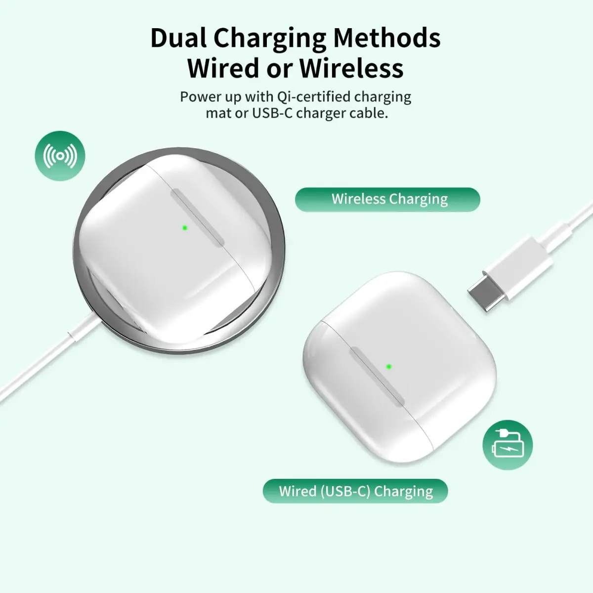 Donatof Wireless Charging Case for AirPods 4th Generation, USB-C Port Replacement, 680mAh Battery | White - view 6