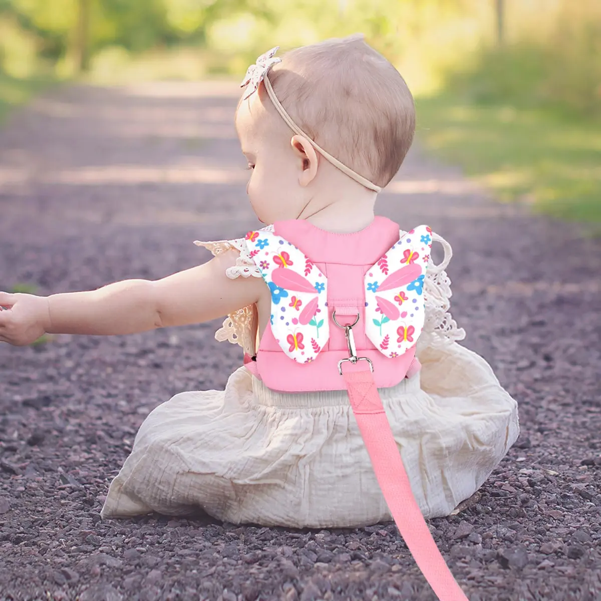 Accmor Toddler Harness Leash 3 in 1 Pink | Cute Butterfly Kids Leash & Anti-Lost Wrist Link - view 6