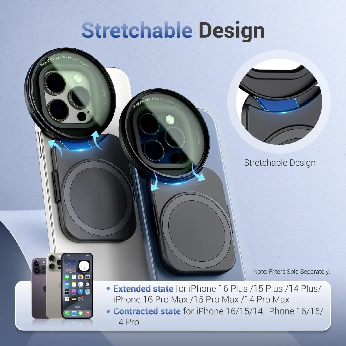 JJC 67mm CPL Filter & Magnetic Adapter Kit for iPhone 16/15/14 Pro Max | Polarizer for Enhanced Clarity - view 3