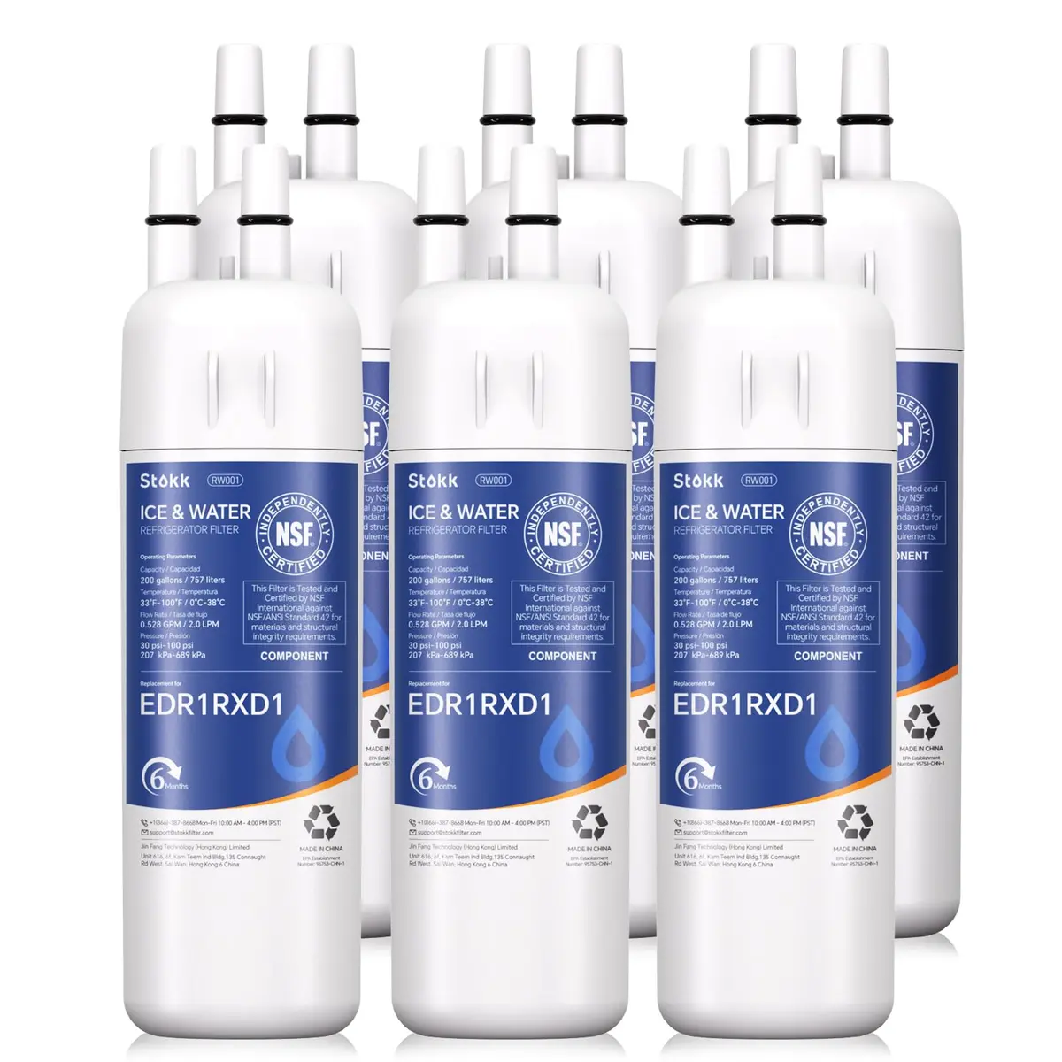 Stokk Potable Water Filter 6 Pack | NSF Certified Coconut Shell Carbon Filter for Refrigerator - main product image