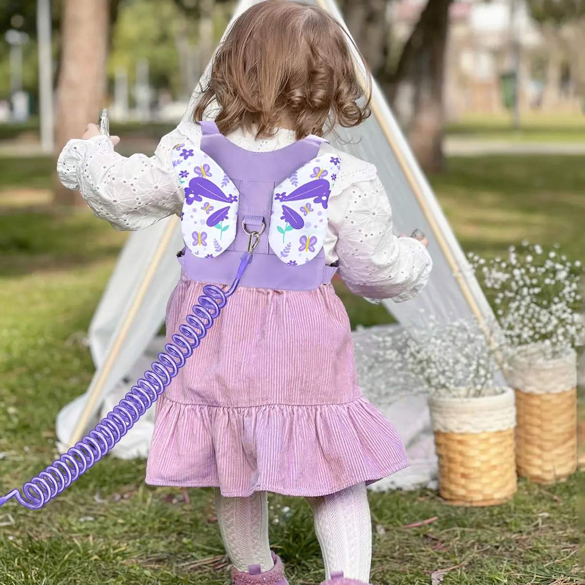 Accmor Toddler Harness Leash, 3 in 1 Cute Butterfly Kids Leash + Anti Lost Wrist Link for Outdoor Travel, Adorable Child Walking Harness Wristband Assistant Mini Strap Belt Protector for Baby Girls - view 5