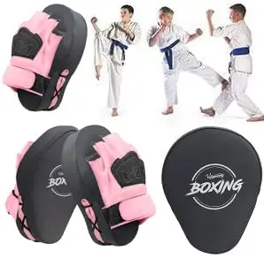 Valleycomfy Boxing Pads Curved Focus Punching Mitts for Men Women | Leather, Shock-Absorbing Padding - view 5