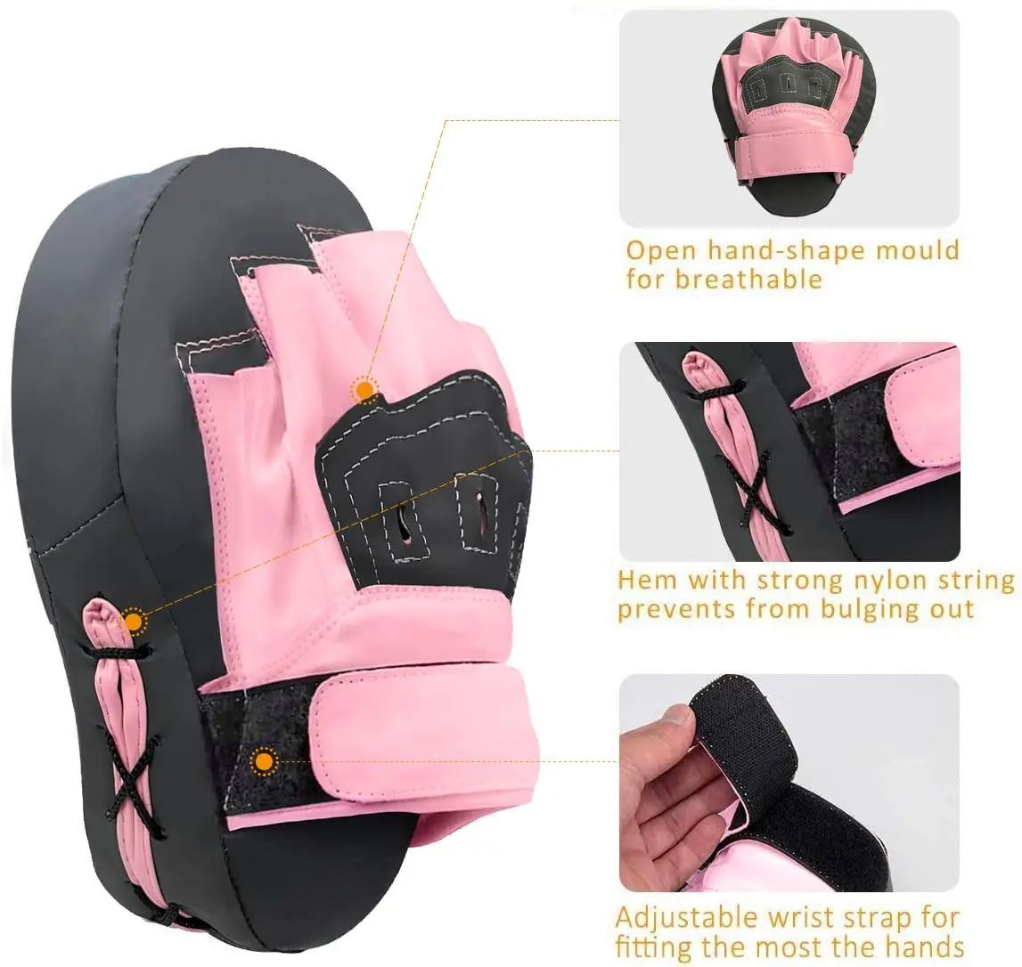 Valleycomfy Boxing Pads Curved Focus Punching Mitts for Men Women | Leather, Shock-Absorbing Padding - view 2