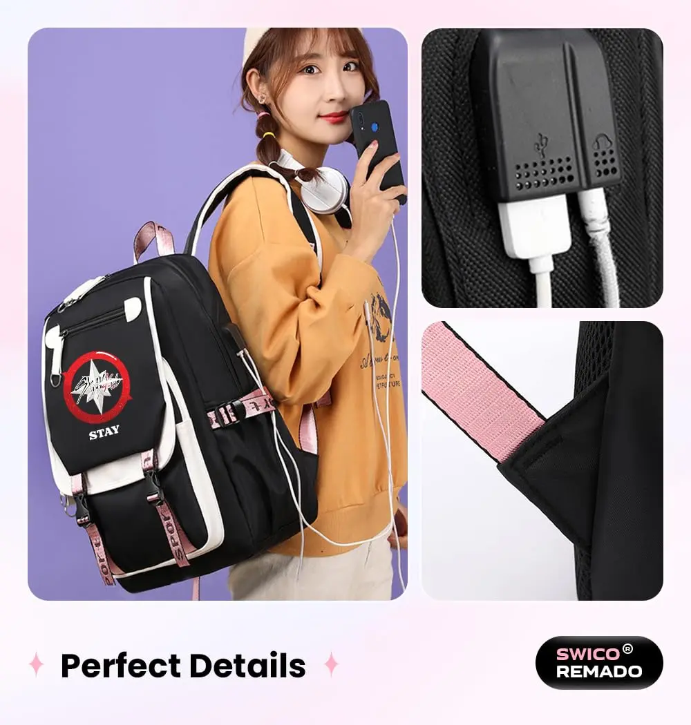 Swico Remado Stray Backpack Large Capacity Laptop Bag Bookbag with Notebook, USB Charging & Headphone Port for STAY Music Fans - view 6