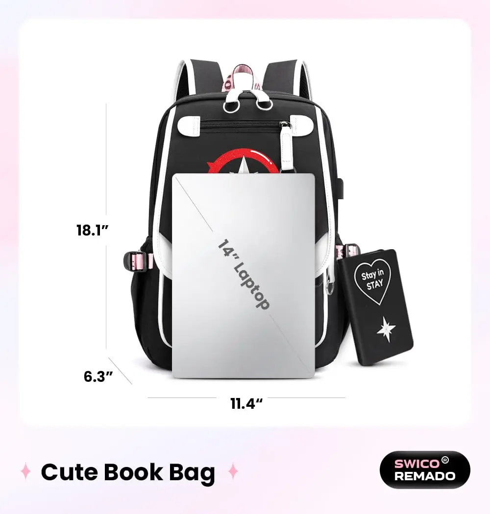 Swico Remado Stray Backpack Large Capacity Laptop Bag Bookbag with Notebook, USB Charging & Headphone Port for STAY Music Fans - view 2