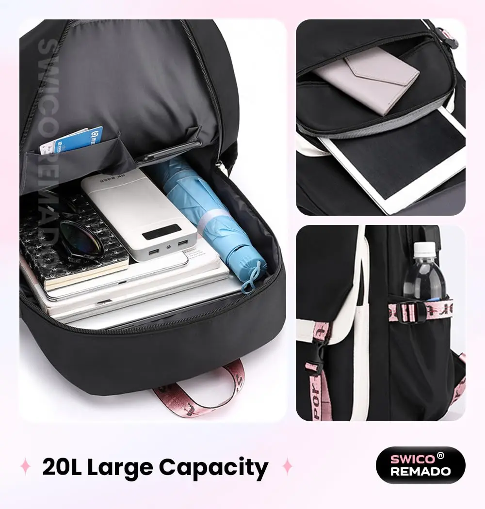 Swico Remado Stray Backpack Large Capacity Laptop Bag Bookbag with Notebook, USB Charging & Headphone Port for STAY Music Fans - view 4