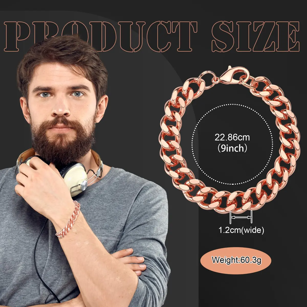 Tondiamo Braided Copper Bracelet 9 Inch (23 cm) | Rustic Style for Men - view 2