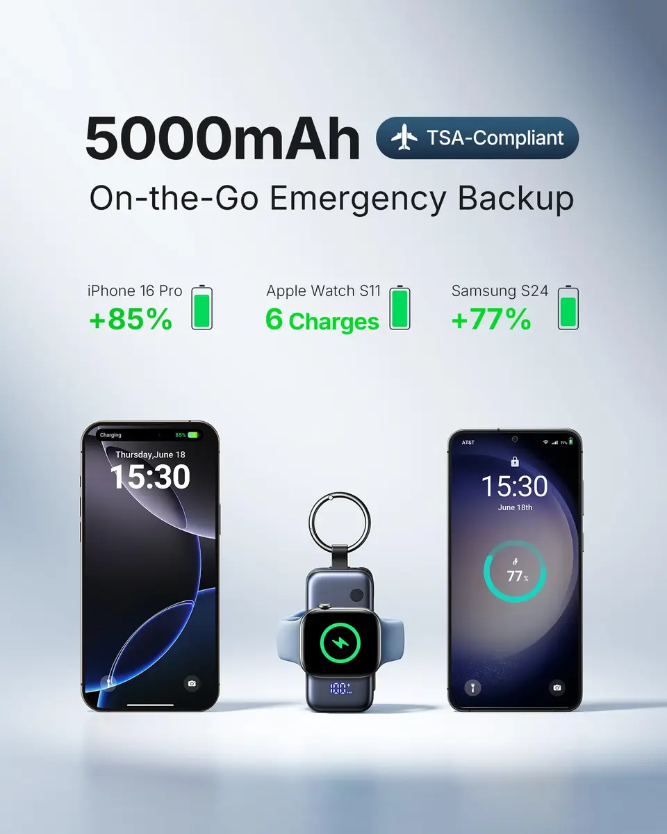 INIU SnapGo Portable Charger 5000mAh | Compact Power Bank for Apple Watch & iPhone - view 6