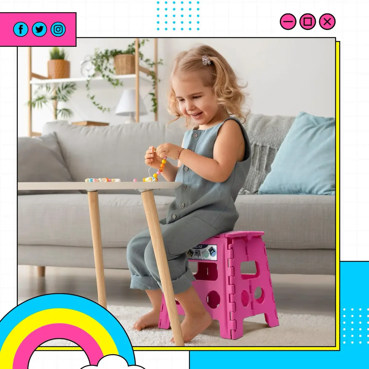 Delxo Folding Step Stool 13 Inch Pink | CPC Certified, Supports 300 lbs - view 4