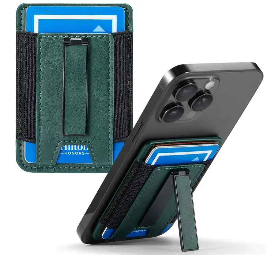 BIAJIYA Phone Card Holder Wallet with Stand | Holds 6 Cards, Durable Leather, Easy Stick-On Fit - main product image