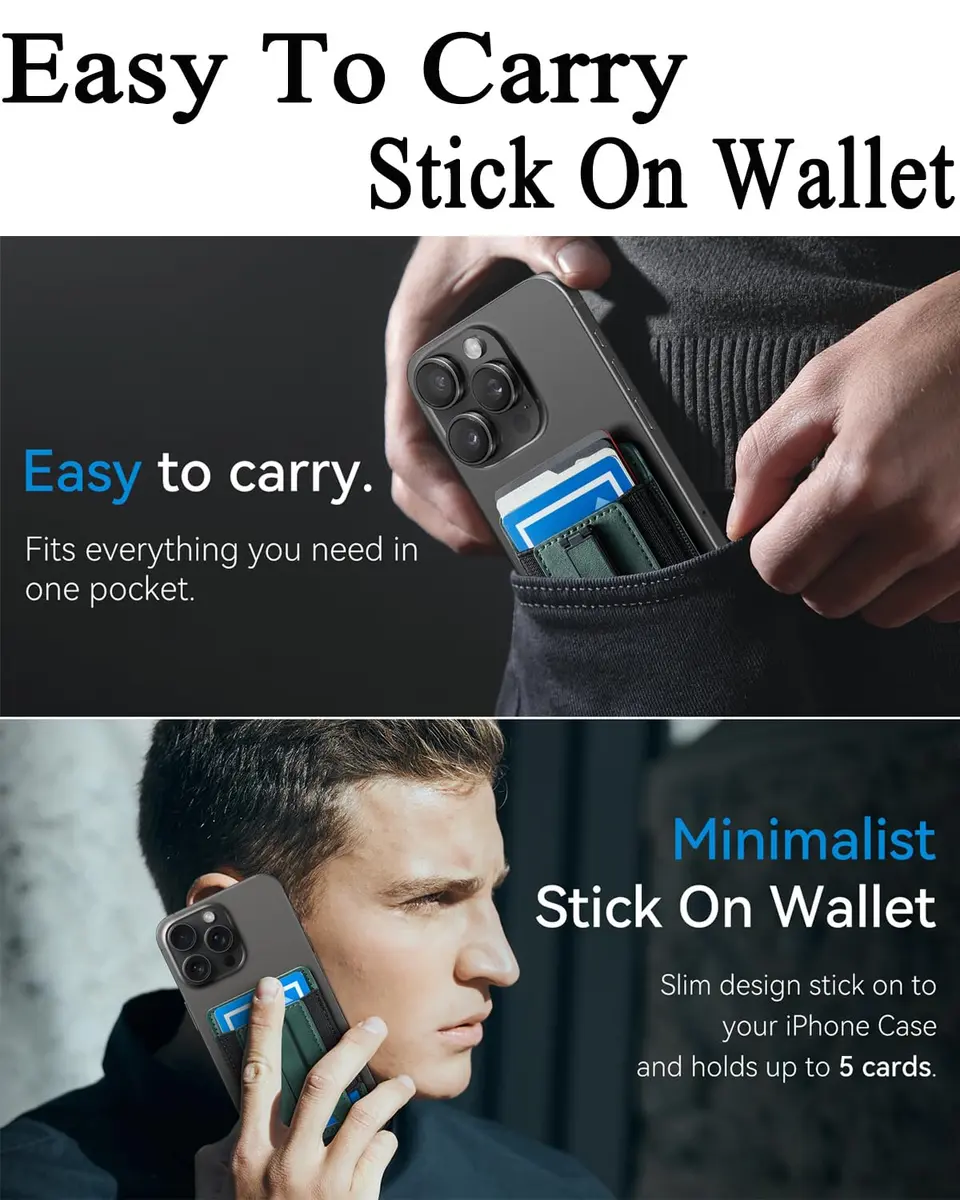 BIAJIYA Phone Card Holder Wallet with Stand | Holds 6 Cards, Durable Leather, Easy Stick-On Fit - view 6