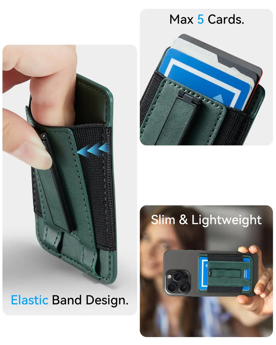 BIAJIYA Phone Card Holder Wallet with Stand | Holds 6 Cards, Durable Leather, Easy Stick-On Fit - view 8