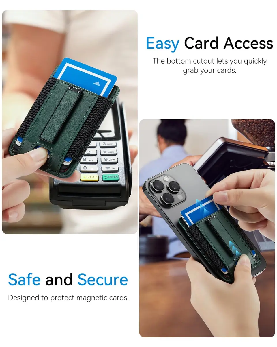 BIAJIYA Phone Card Holder Wallet with Stand | Holds 6 Cards, Durable Leather, Easy Stick-On Fit - view 5
