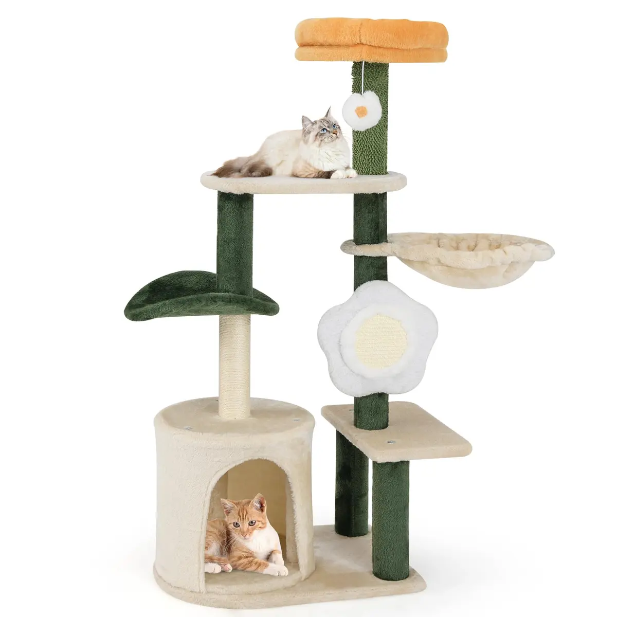 PETSITE 45 Inch Flower Cat Tree with Scratching Posts & Perch | Multi-Level Cat Tower for Indoor Cats - main product image