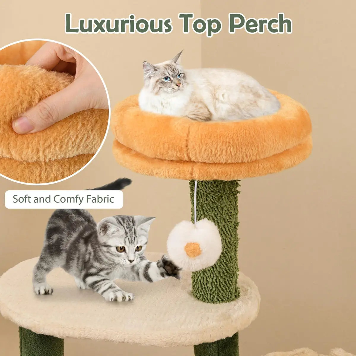 PETSITE 45 Inch Flower Cat Tree with Scratching Posts & Perch | Multi-Level Cat Tower for Indoor Cats - view 5