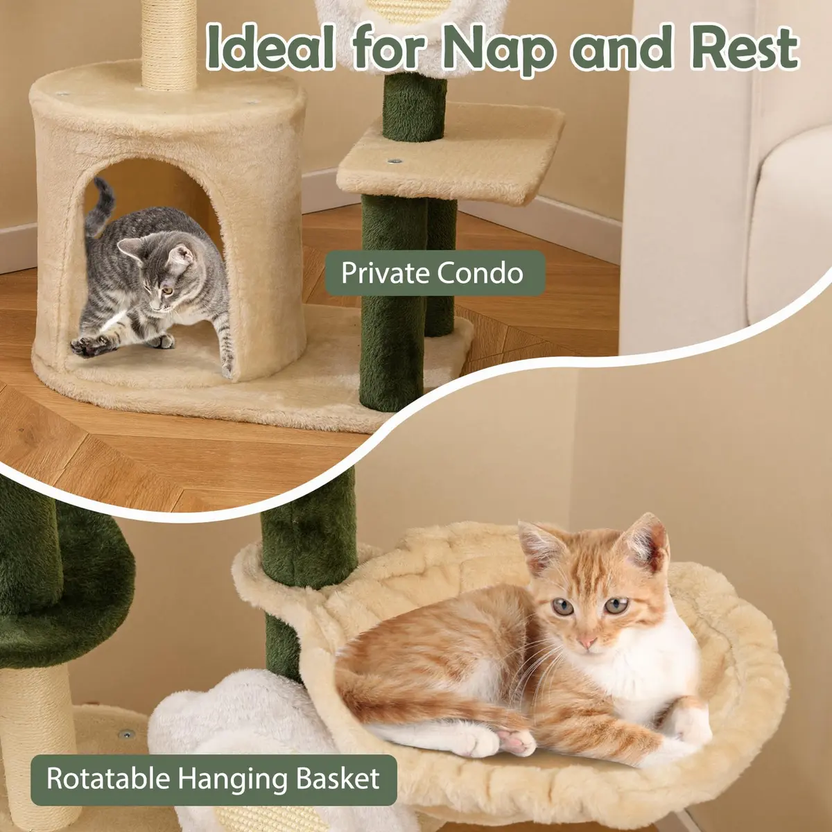 PETSITE 45 Inch Flower Cat Tree with Scratching Posts & Perch | Multi-Level Cat Tower for Indoor Cats - view 6