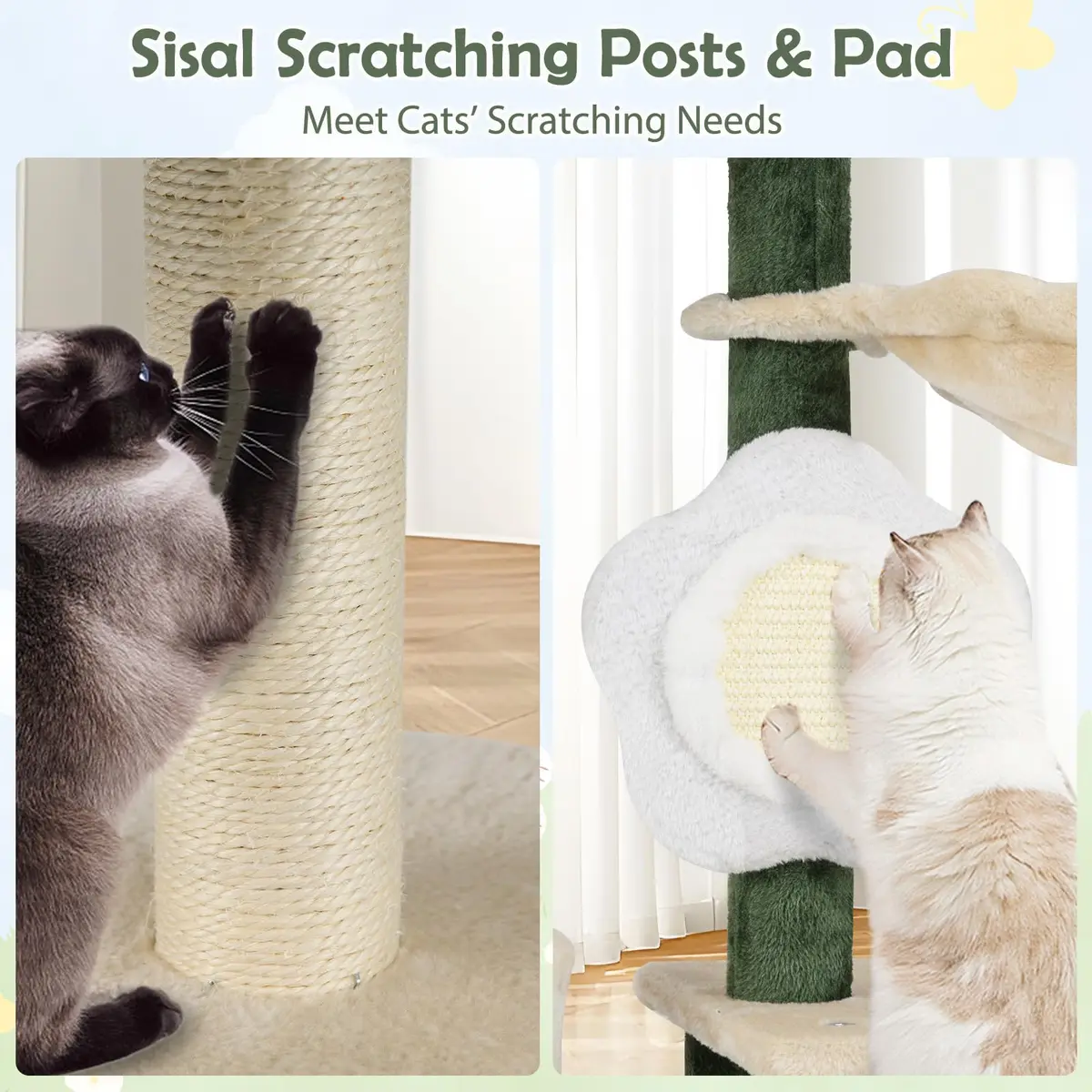 PETSITE 45 Inch Flower Cat Tree with Scratching Posts & Perch | Multi-Level Cat Tower for Indoor Cats - view 7