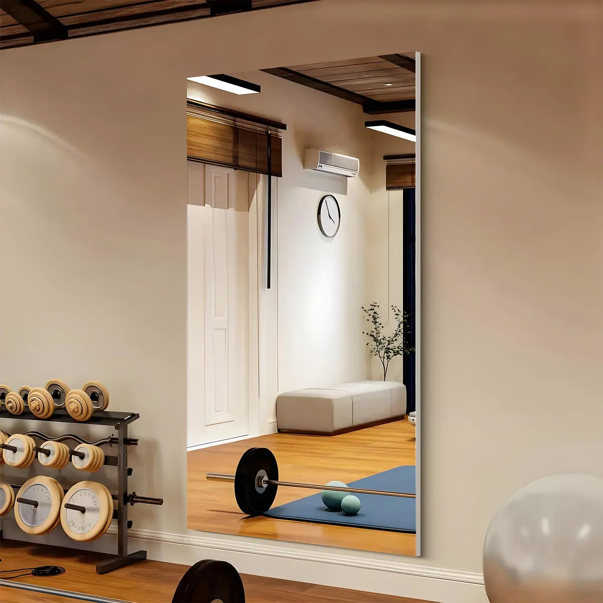 Fab Glass and Mirror Large Gym Mirror 54" x 30" | Unbreakable Nano Film Shatterproof Wall Mirror - view 9