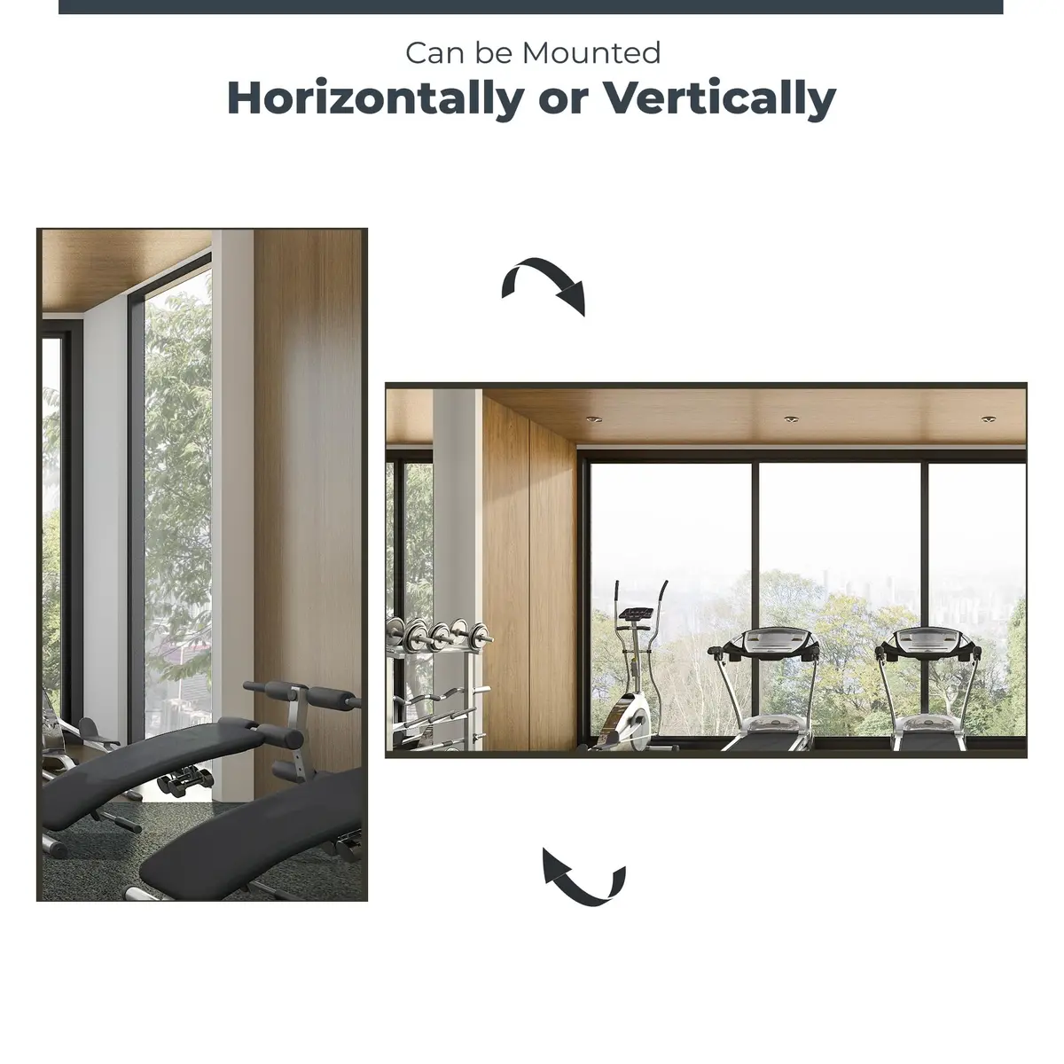 Fab Glass and Mirror Large Gym Mirror 54" x 30" | Unbreakable Nano Film Shatterproof Wall Mirror - view 2