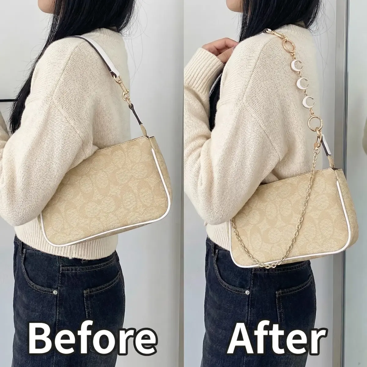 COICOIC Gold Moon Bag Strap Extender Chain 2 Pcs | Versatile Accessory for Handbags - view 6