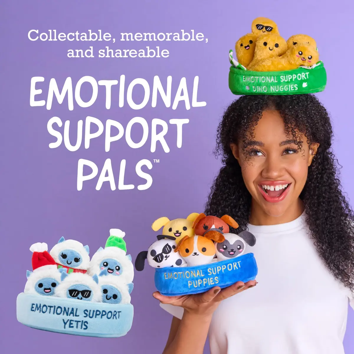 WHAT DO YOU MEME? Emotional Support Ghosts Plush Toy Set with Basket | 5 Mini Figures - view 3
