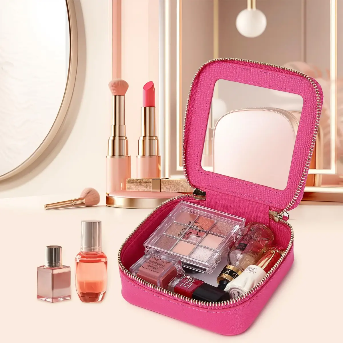 Pinkmik Small Clear Mini Makeup Bag 13.5cm x 12.5cm x 7cm | TSA Approved Travel Pouch - view 4