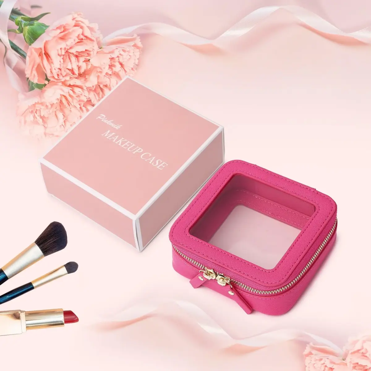 Pinkmik Small Clear Mini Makeup Bag 13.5cm x 12.5cm x 7cm | TSA Approved Travel Pouch - view 7