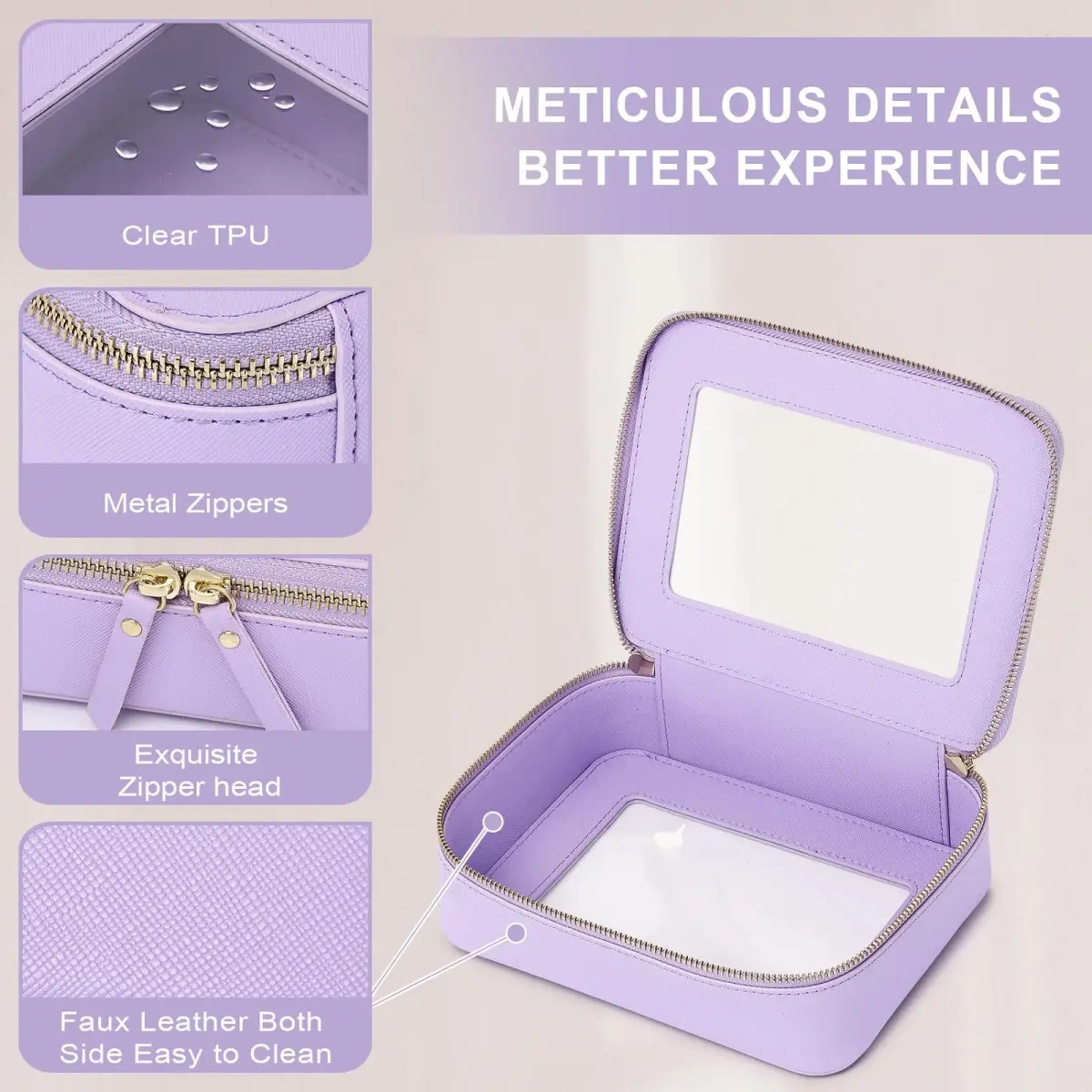 Pinkmik D/Purple Medium Clear Makeup Bag - TSA Approved Travel Cosmetic Case - view 4