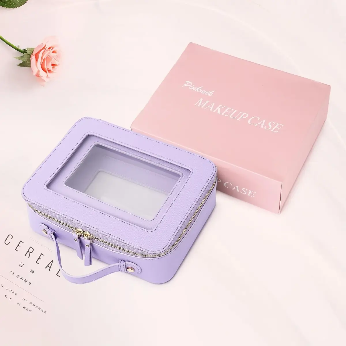 Pinkmik Clear Makeup Bag Set, Purple, M+L | TSA Approved Travel Cosmetic Organizer - view 7
