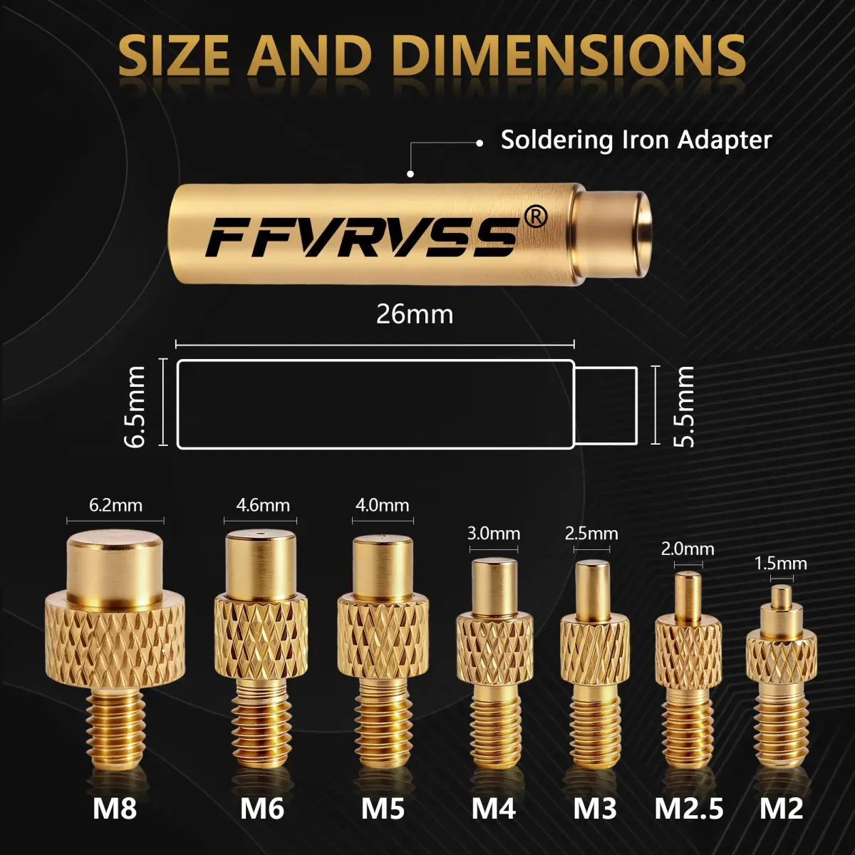 FFVRVSS Heat Set Insert Tool Tips M2-M8 | Precision Brass Construction for 3D Printing - view 2