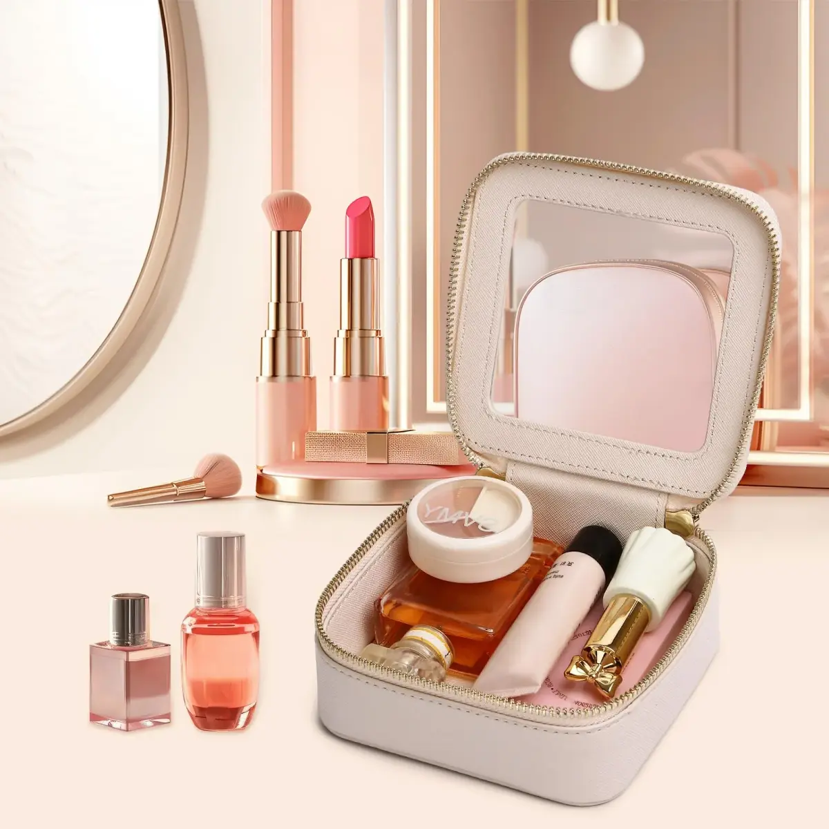 Pinkmik A5/Gray Clear Makeup Bag Set, L+M+MINI (3-Piece) | TSA Approved Travel Cosmetic Case - view 4