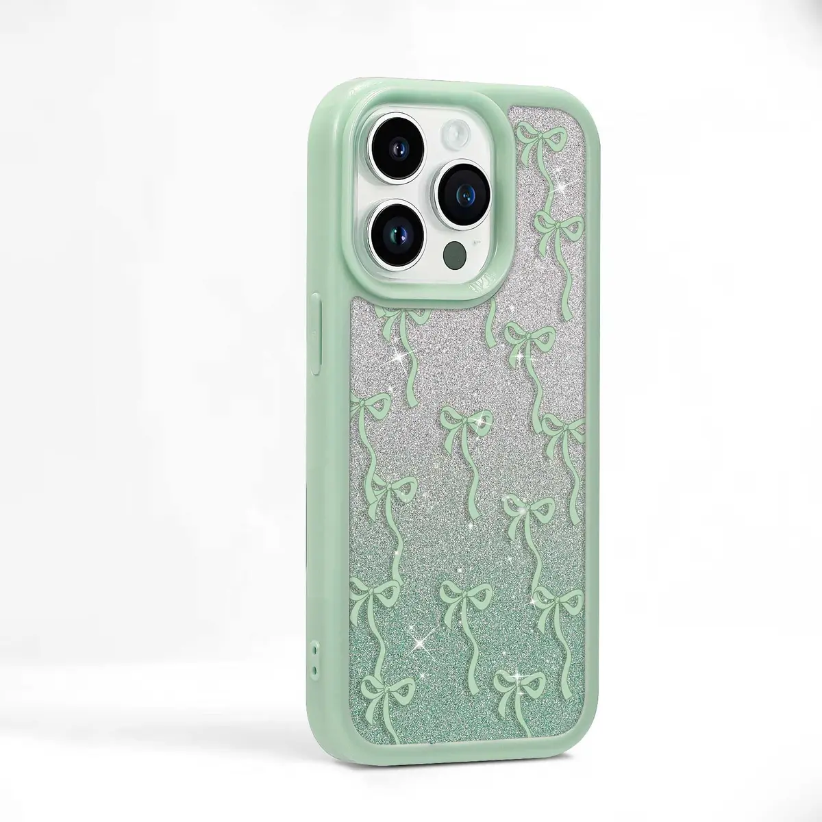 Yetagso Bow Case for iPhone 15 Pro Max | Slim Fit Glitter Bow Phone Cover for Women & Girls - main product image