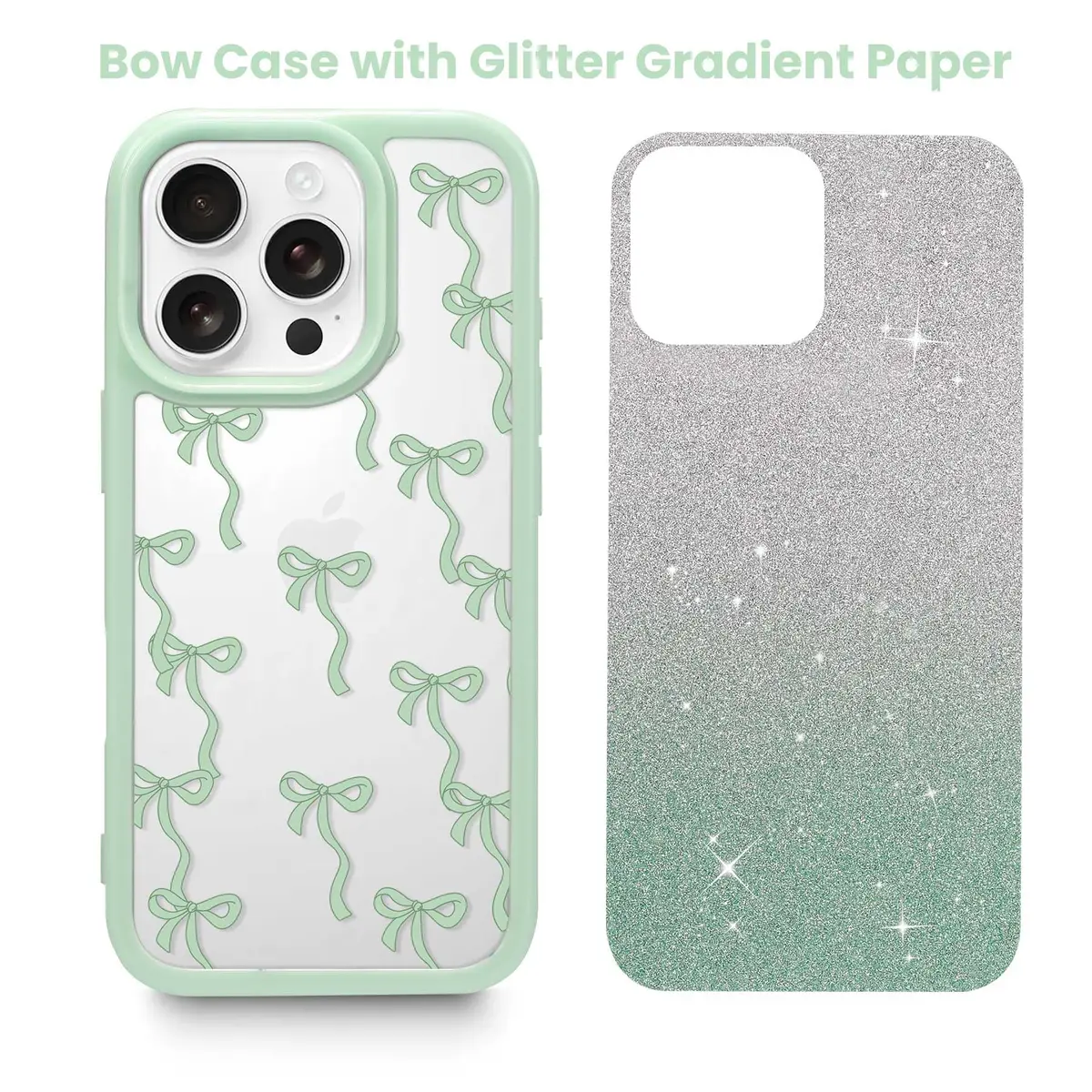 Yetagso Bow Case for iPhone 15 Pro Max | Slim Fit Glitter Bow Phone Cover for Women & Girls - view 2