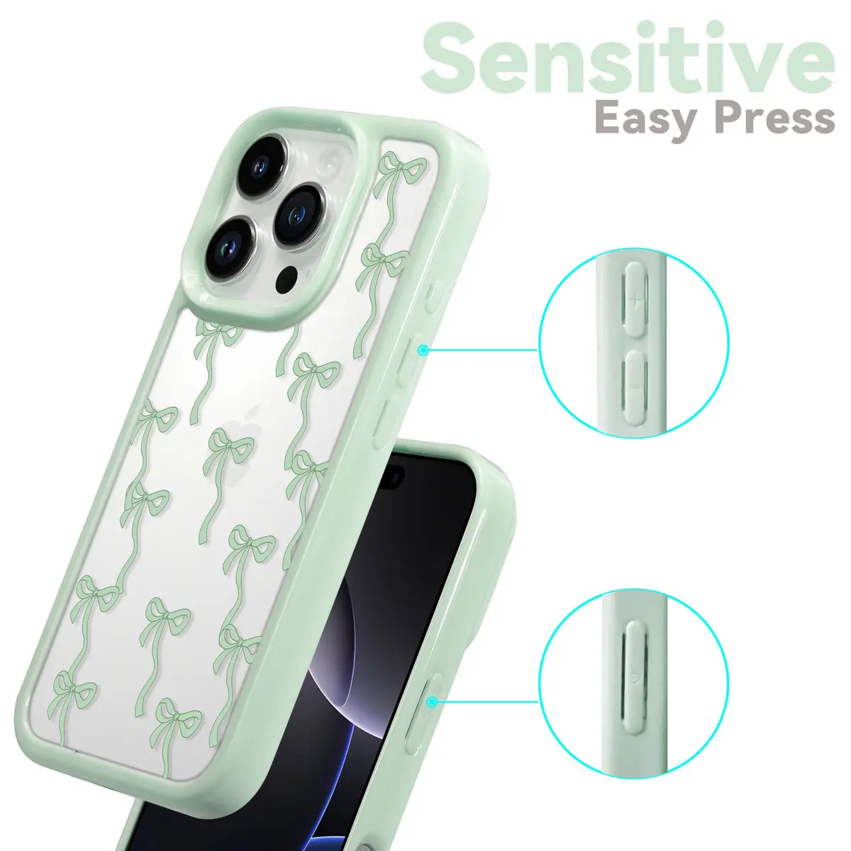 Yetagso Bow Case for iPhone 15 Pro Max | Slim Fit Glitter Bow Phone Cover for Women & Girls - view 4