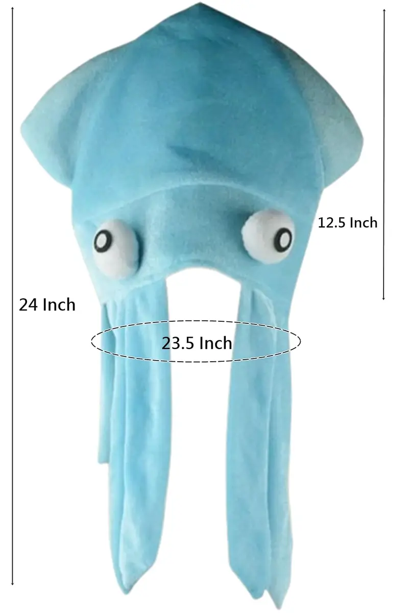 Kirei Sui Blue Octopus Plush Party Hat Costume | Adult Size 59cm (23.5 Inches) - view 2