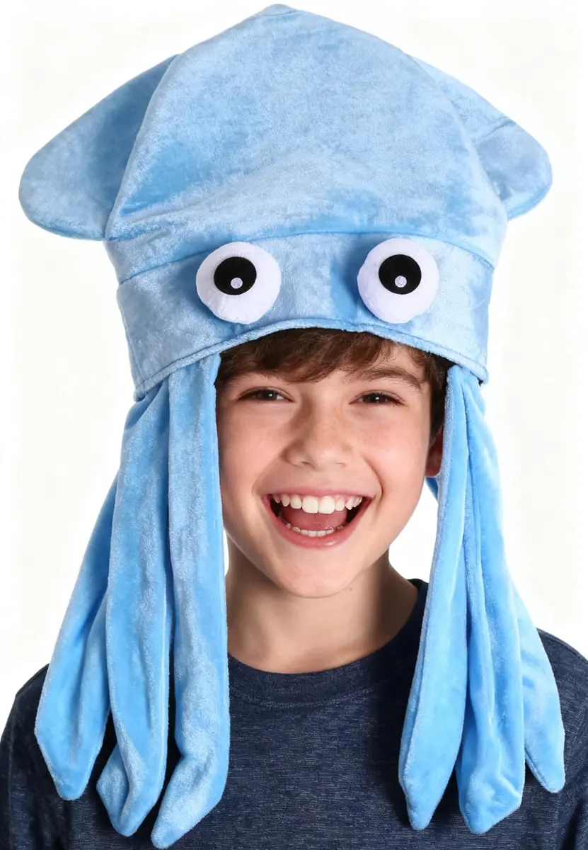 Kirei Sui Blue Octopus Plush Party Hat Costume | Adult Size 59cm (23.5 Inches) - view 3