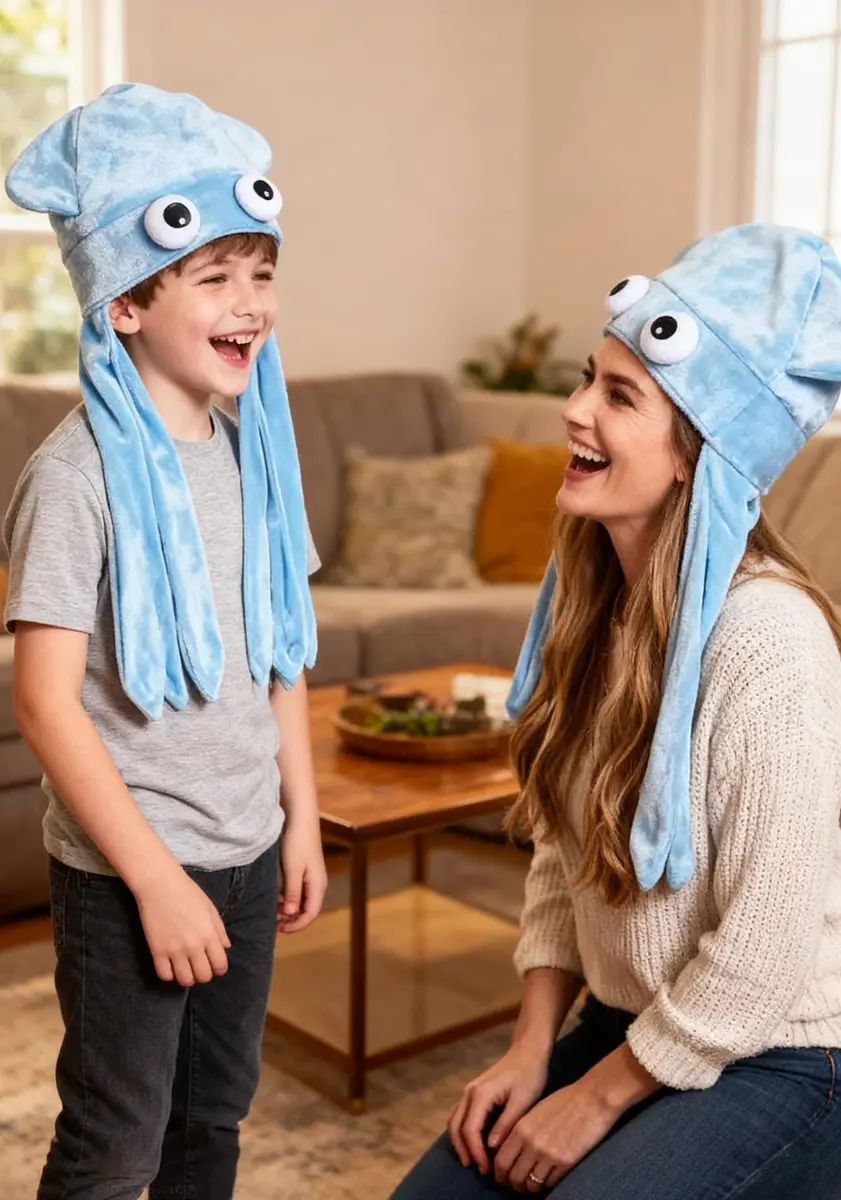 Kirei Sui Blue Octopus Plush Party Hat Costume | Adult Size 59cm (23.5 Inches) - view 4