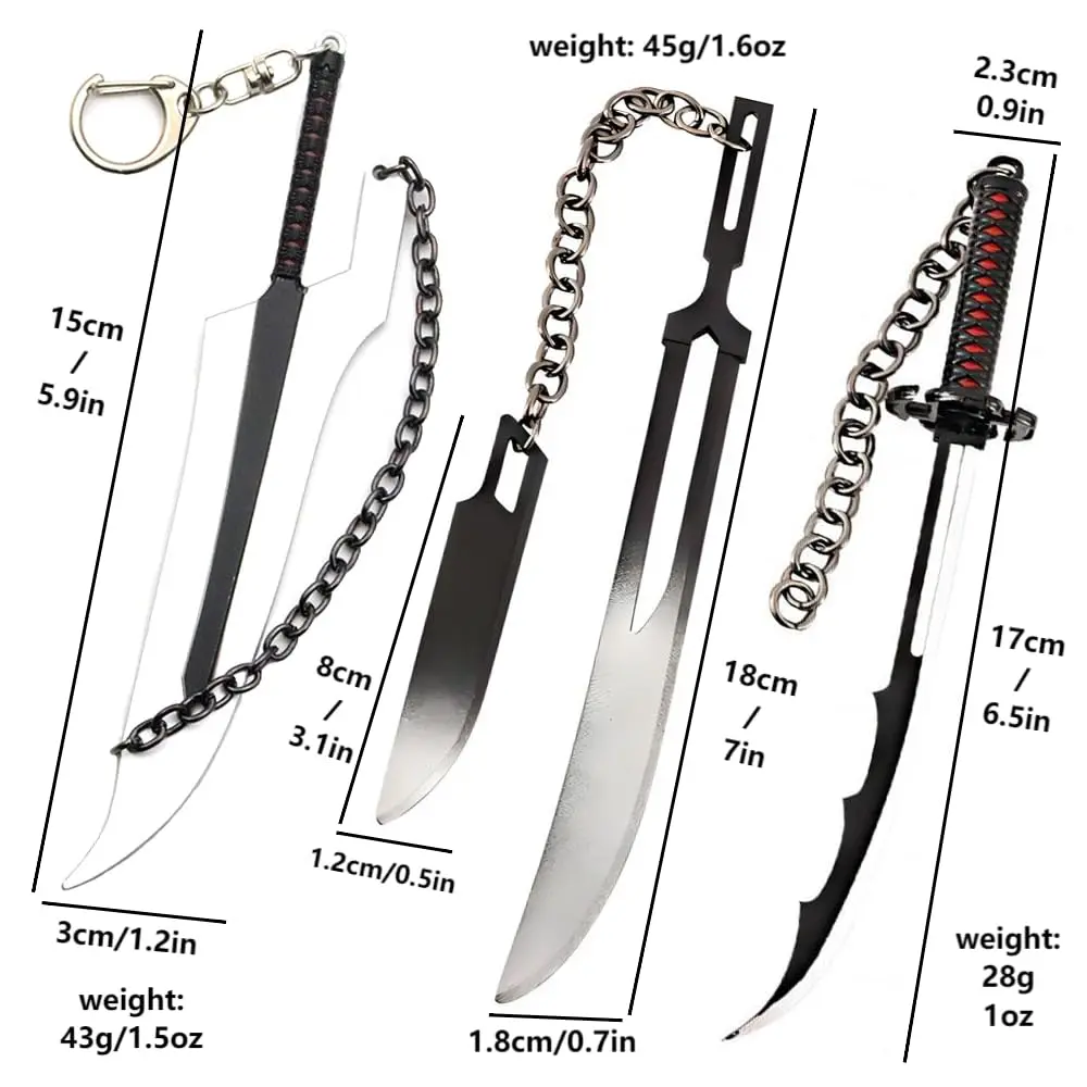 Kbtany Ichigo Bankai Zangetsu Charm Set 3pcs Metal Alloy | Anime Keychain - view 2