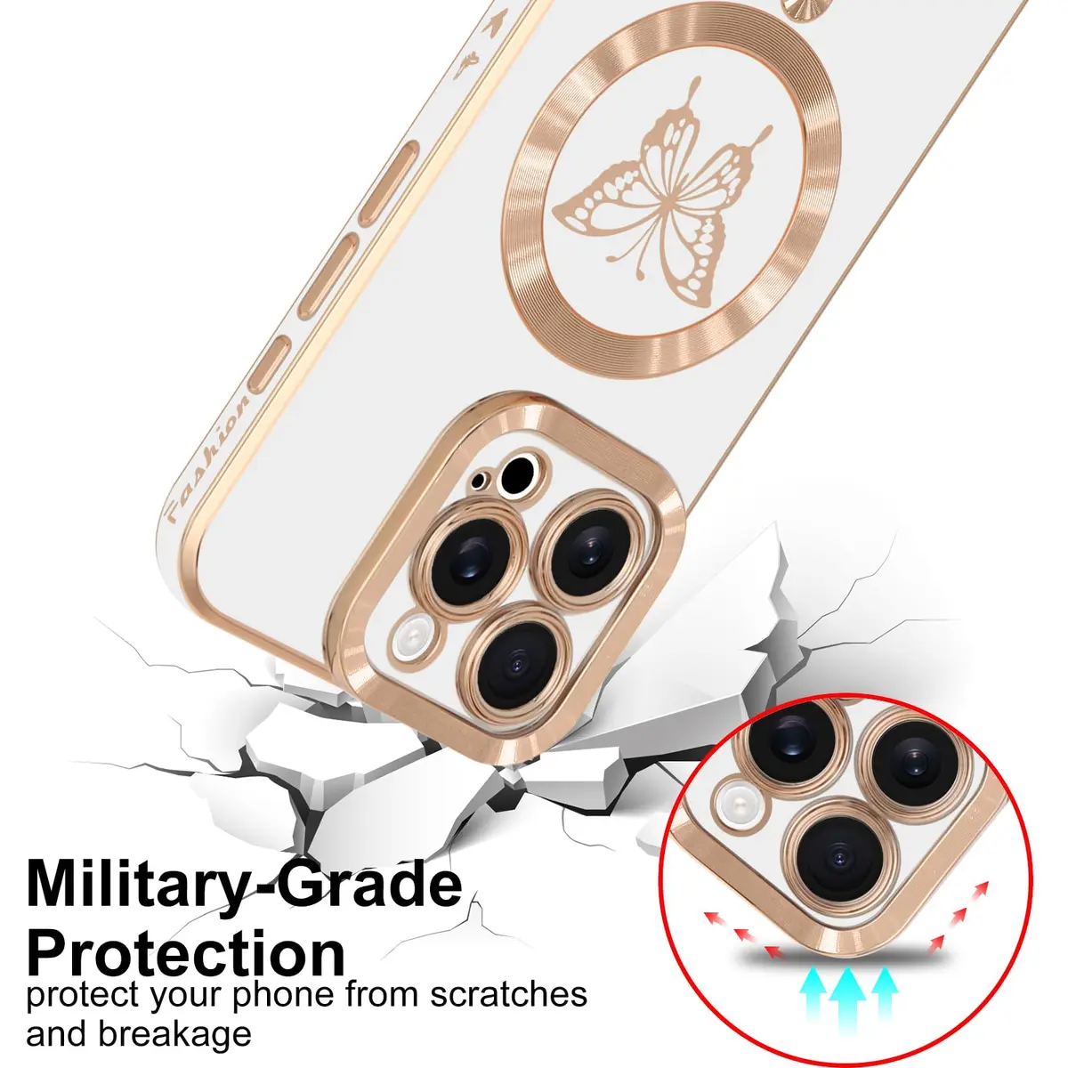 Lafunda Magnetic for iPhone 16 Pro Max Case Butterfly, White | Magnetic Wireless Support & Full Camera Protection - view 4