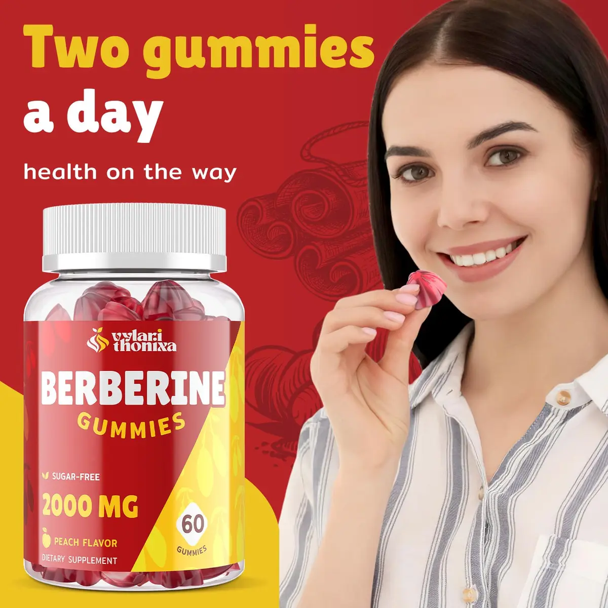 Vylarithonixa Berberine Supplement Gummies 2000 mg with Ceylon Cinnamon, 60 Count | Sugar-Free, Vegan, Absorption Boost - view 4