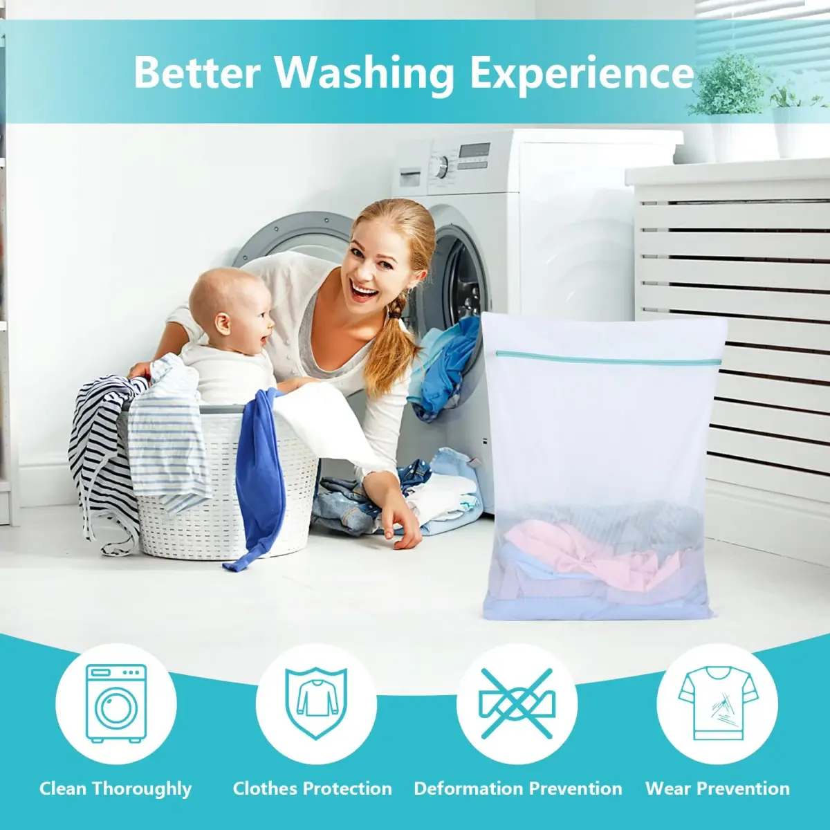 OTraki Large Mesh Laundry Bag 60 x 80 cm (24 x 32 inch) | Zippered Delicates Bag for Washing Machine, Sweaters, Bed Sheets, Toys - view 6