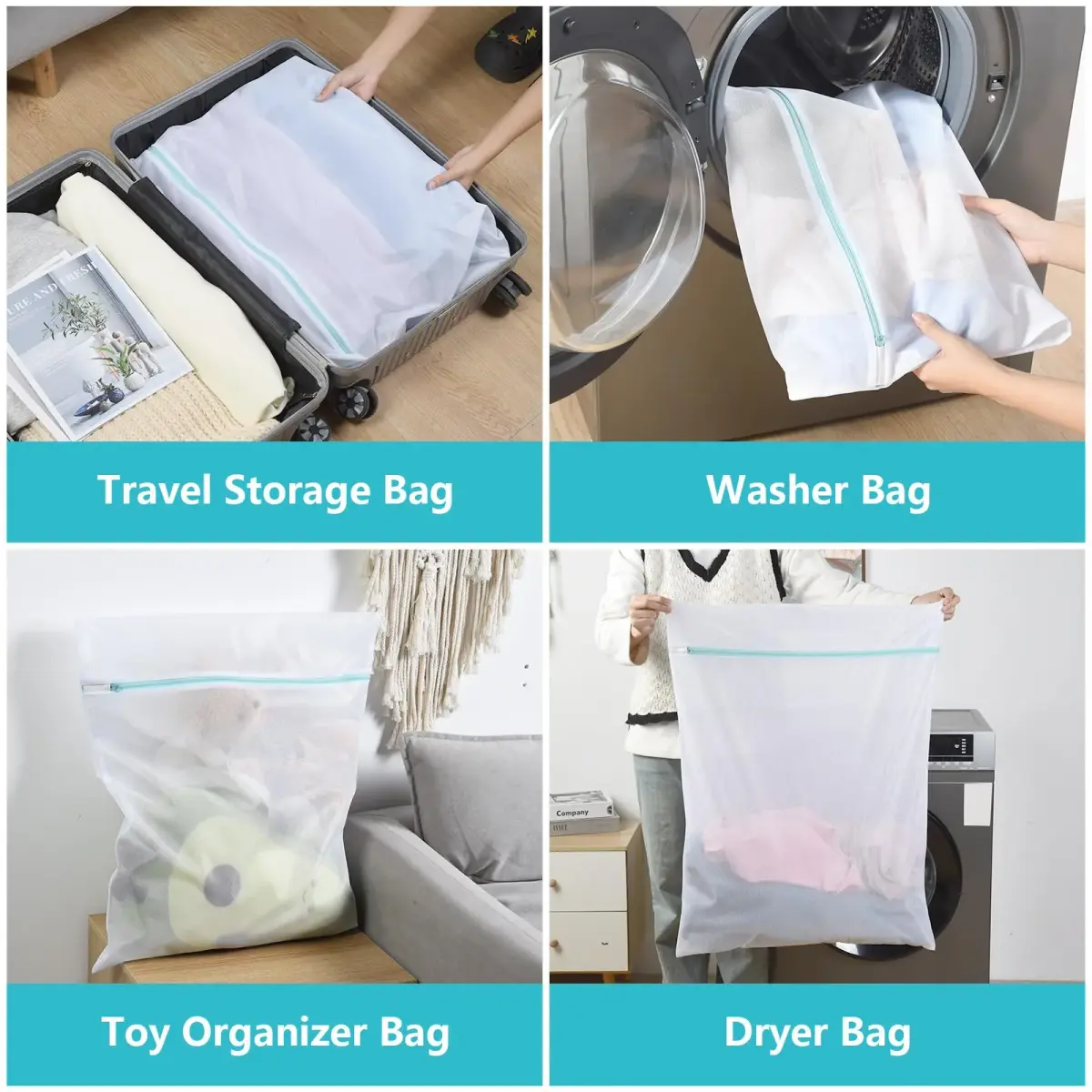 OTraki Large Mesh Laundry Bag 60 x 80 cm (24 x 32 inch) | Zippered Delicates Bag for Washing Machine, Sweaters, Bed Sheets, Toys - view 8